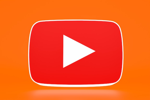 YouTube-logo en videospeler 3D-ontwerp of interface voor videomediaspeler