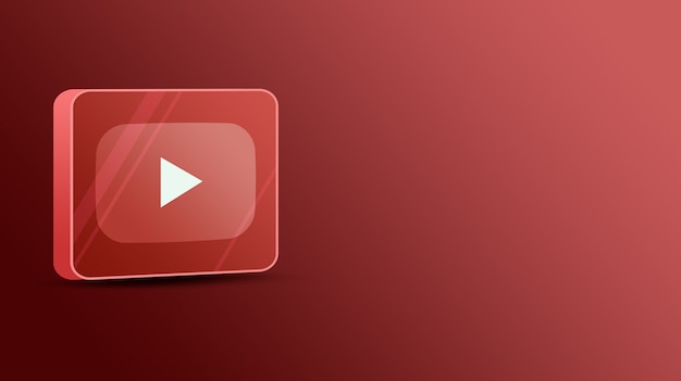 Youtube logo on a glass platform 3d