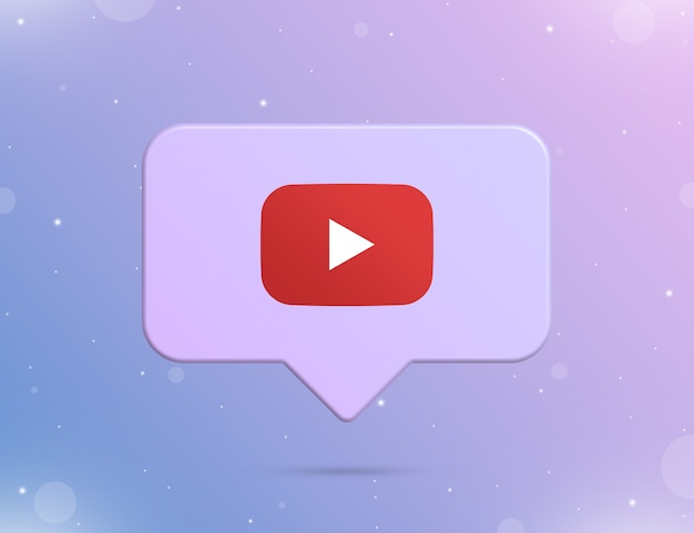 Youtube logo on the notification icon 3d