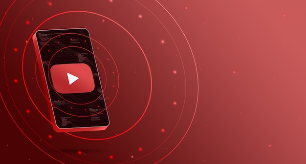 Foto youtube-logo op telefoon met technologische weergave, slimme 3d render