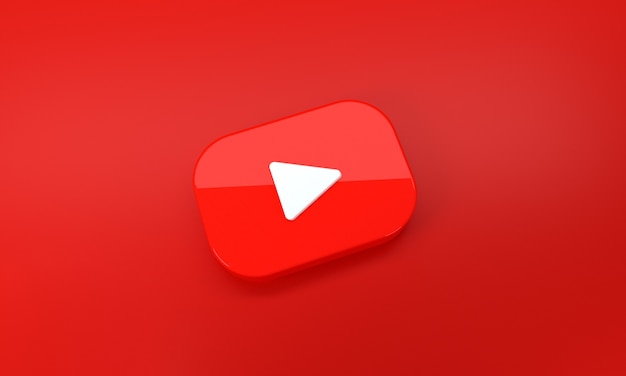 Foto logo di youtube su sfondo rosso. rappresentazione 3d.