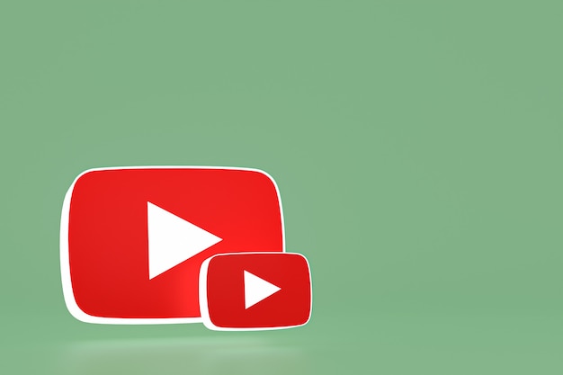 Логотип Youtube и 3D-дизайн видеоплеера или интерфейс видеоплеера