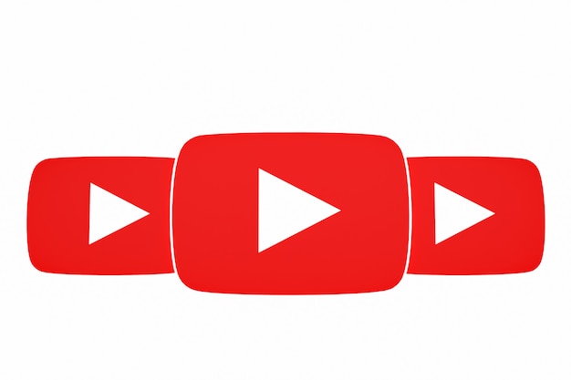 Youtube logo and video player 3d design or video media player interface