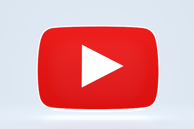 Photo youtube logo and video player 3d design or video media player interface