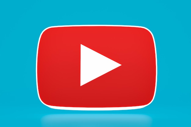 Photo youtube logo and video player 3d design or video media player interface