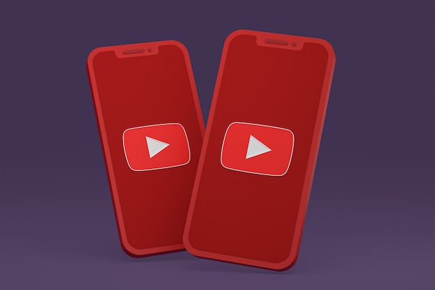 Youtube-pictogram op scherm smartphone of mobiele telefoon 3d render