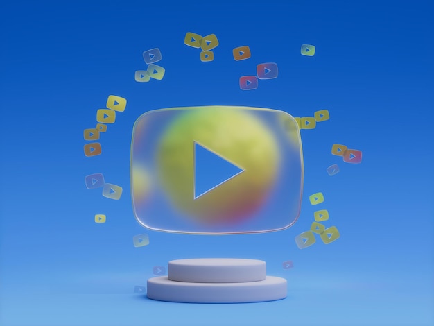 Youtube Social Media Podium Platform Abstract Minimal Showcase 3D Illustration