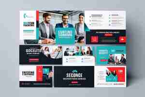 Photo youtube thumbnail template design for business marketing agency custom video cover