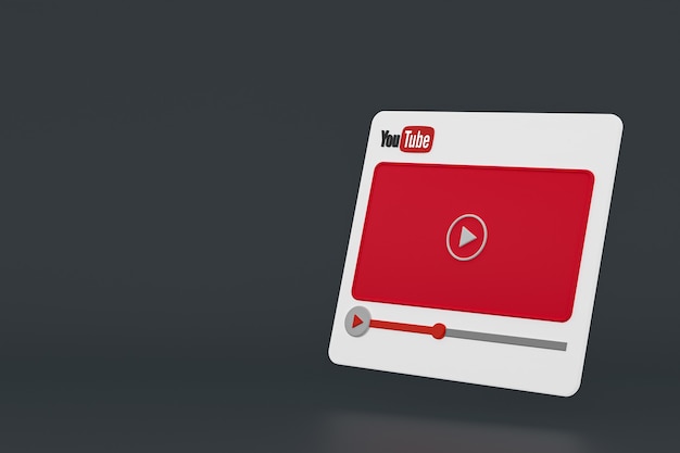 Youtube video player 3d design or video media player interface