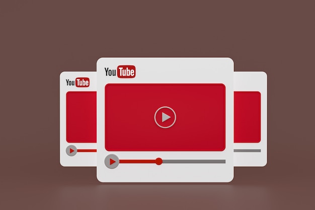 Youtubeビデオプレーヤーの3Dデザインまたはビデオメディアプレーヤーのインターフェース