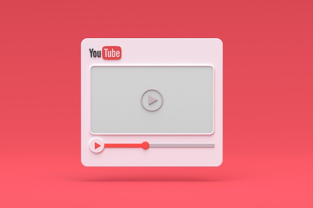 Photo youtube video player 3d design or video media player interface