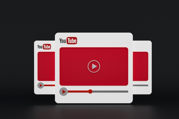 Photo youtube video player 3d design or video media player interface