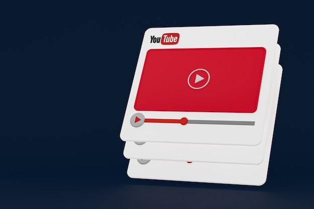 Youtube video player 3d design or video media player interface