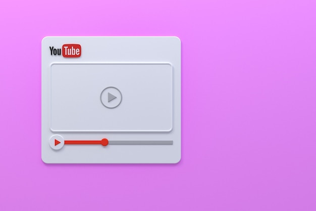 Youtube video player 3d screen design or video media player interface