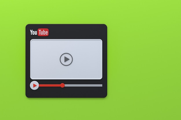 Youtube video player 3d screen design or video media player interface