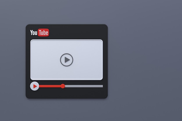 Design dello schermo 3d del lettore video di youtube o interfaccia del lettore multimediale video