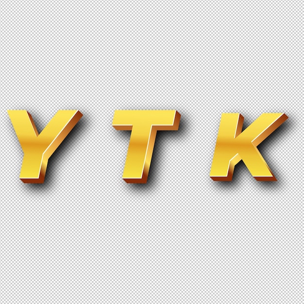 Фото Золотая икона логотипа ytk изолированный белый фон прозрачный