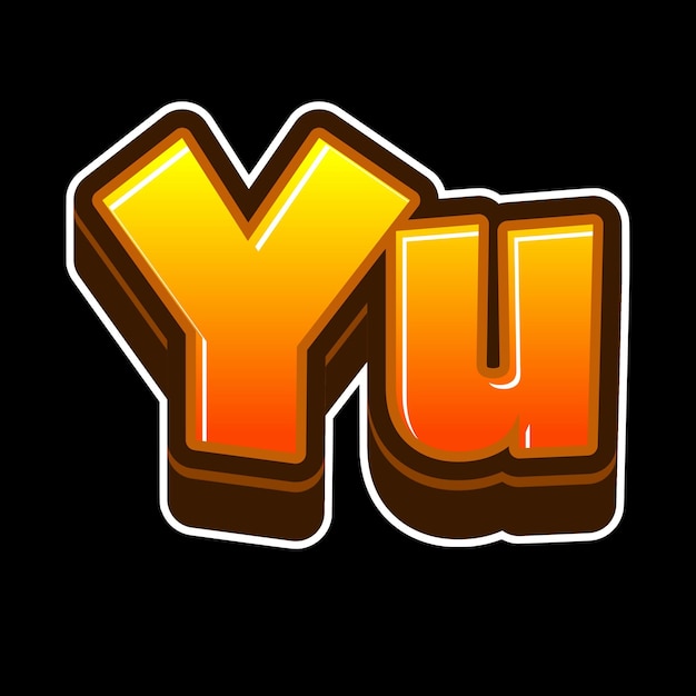 Yu Text 3D Oranje Zwarte achtergrondfoto JPG.