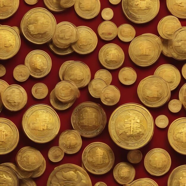 Yuan bao chinese gold luxury rich golden coin or chinese money traditional chinese new year on red b