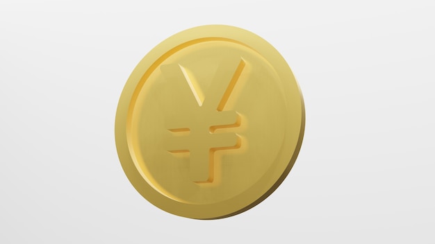 Юань валюта золотая монета, 3D-рендеринг