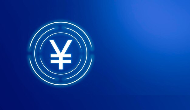 Photo yuan and yen icon on blue background