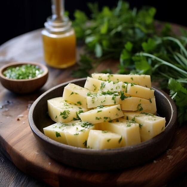 Photo yuca con mojo boiled yuca with zesty garliclime sauce