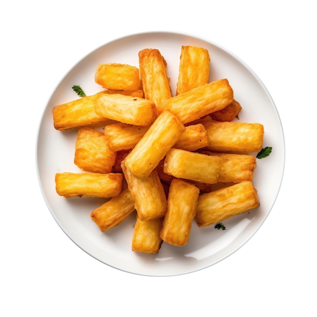 Yuca Frita Fried Cassava Cuban Cuisine On White Plate