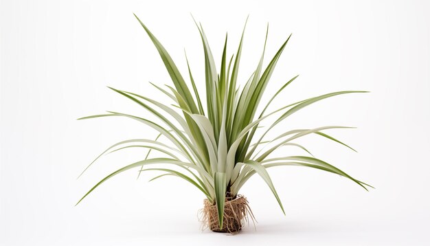 A yucca plant with its sharp swordlike leaves isolated white background