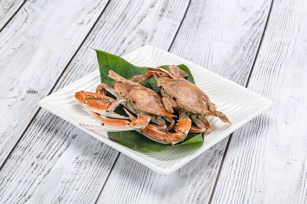 Yummy boiled wild crab in the plate