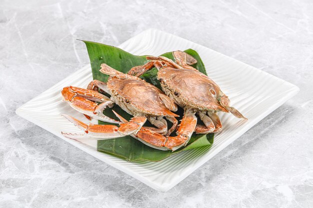 Yummy boiled wild crab in the plate