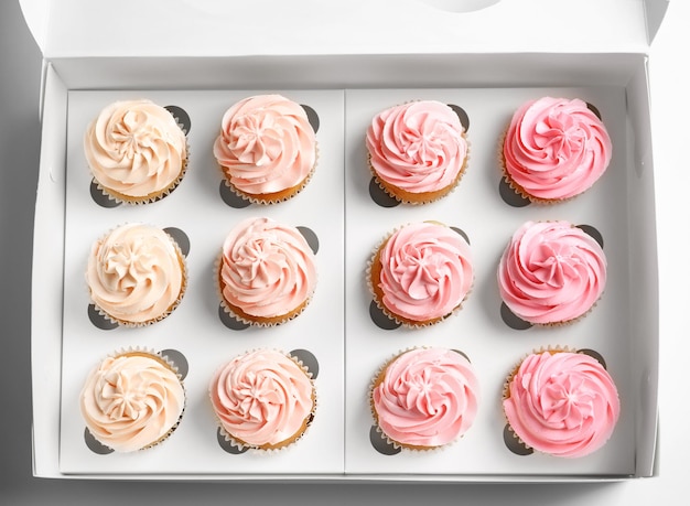 Yummy cupcakes in box