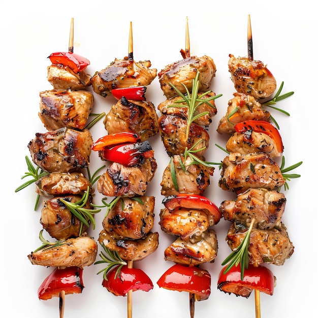 yummy faisan pheasant skewers isolated on white background