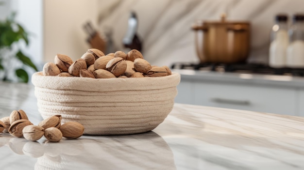 Yummy food in a basket in the modern kitchen