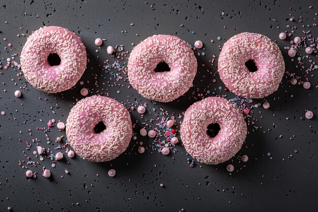 Foto donut rosa deliziosi e freschi per il giovedì grasso.