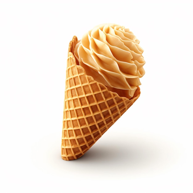 Фото Вкусное фруктовое мороженое в конусе вафли, изолированном на белом фоне