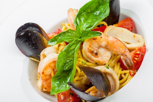 Yummy italian pasta with seafood