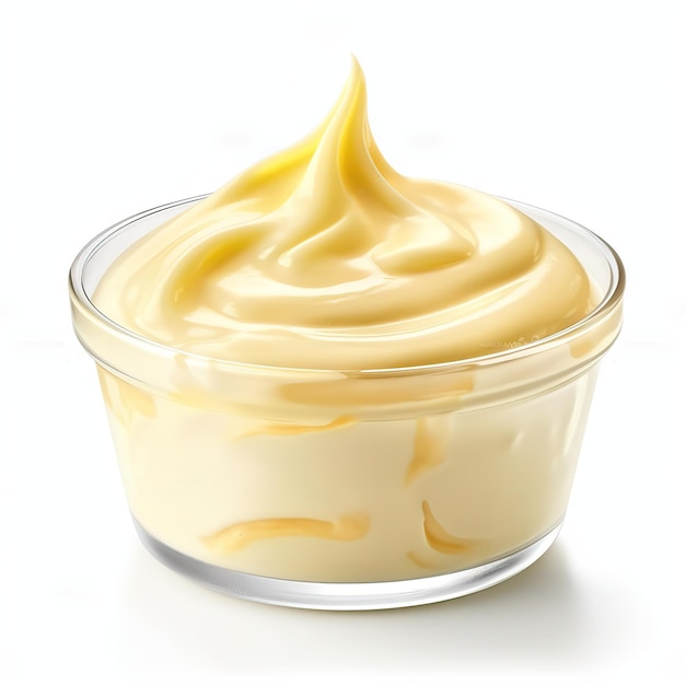 Yummy mayonnaise isolated on white background