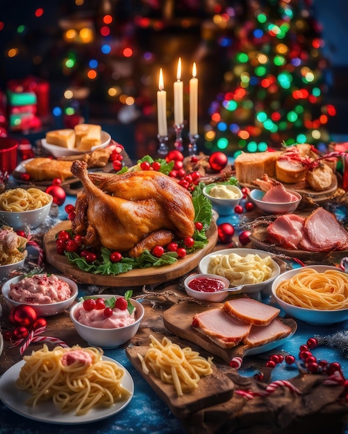 写真 おいしい新年とクリスマスの食べ物