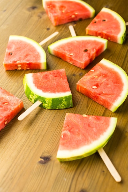 Yummy watermelon slice popsicles for refreshing treat.