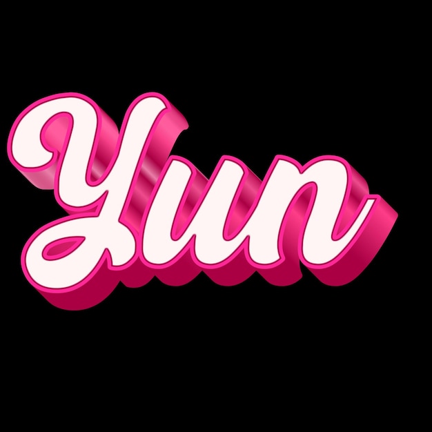 Yun Typography 3D Design Pink Black White Background Photo JPG