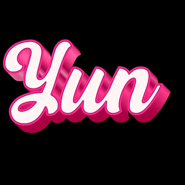 Yun Typography 3D Design Roze Zwart Witte achtergrondfoto JPG