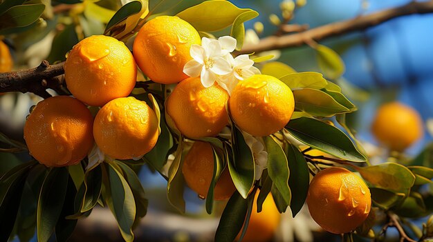 Yuzu hangt aan de boom gegenereerd door AI.