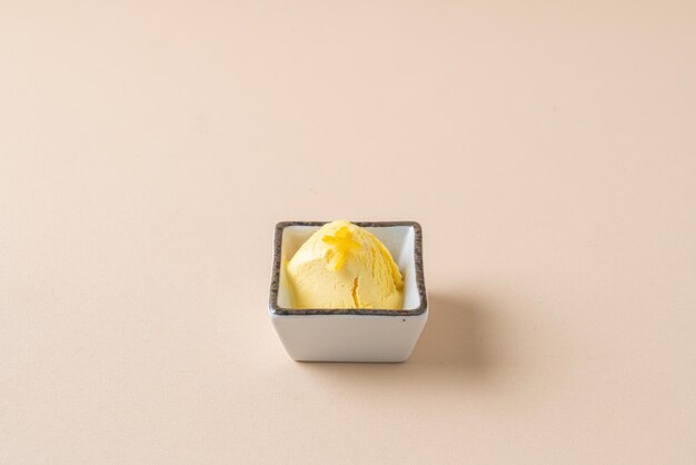 yuzu orange ice-cream in bowl