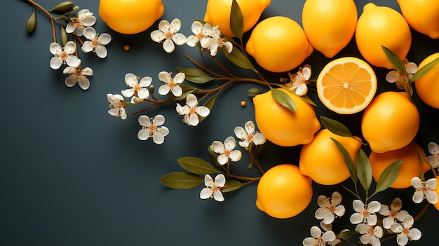 Yuzu orange pattern background and space for text Photorealistic AI generated
