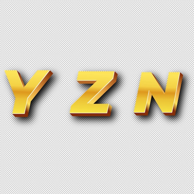 YZN 골드 로고 아이콘 고립된 색 배경 투명