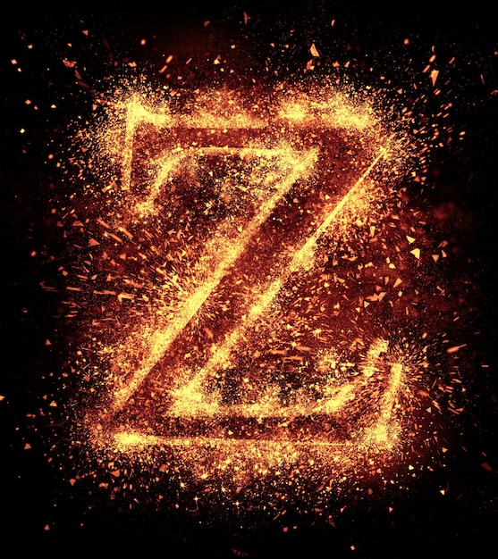 Z letter spark is isolated on black