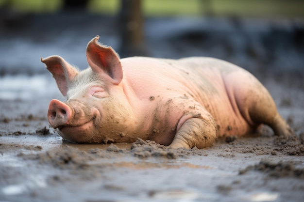 Zaaier zonnebaden in een modderpoel