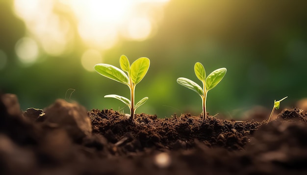 Zaailingen van de plant groeien veilig natuur aarde dag concept