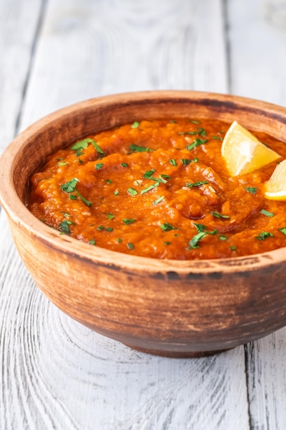 Zaalouk Moroccan eggplant dip in the bowl