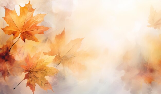 Zachte aquarelbladeren illustratie met herfstkleuren AI gegenereerd